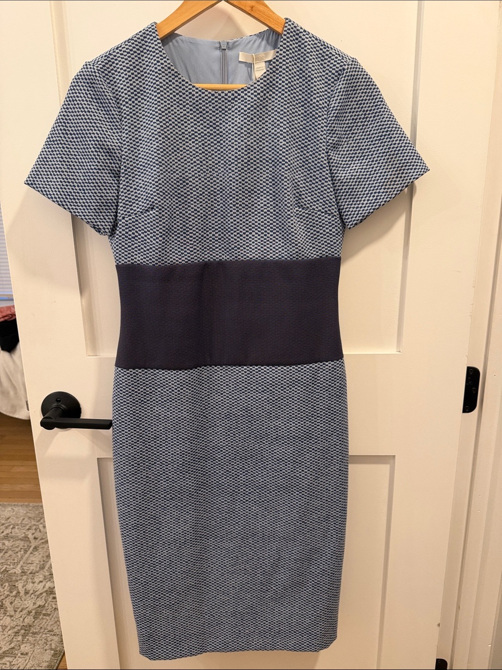 Boss Two-Tone Blue Dress with Navy Waistband